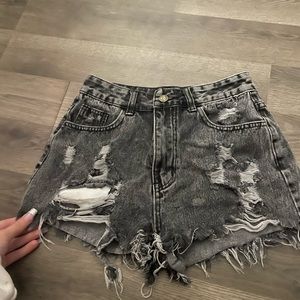 SHEIN grey raw hem shorts